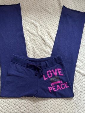 Mossimo Supply Co. Navy Track Joggers with Pink 'Love and Peace' Print